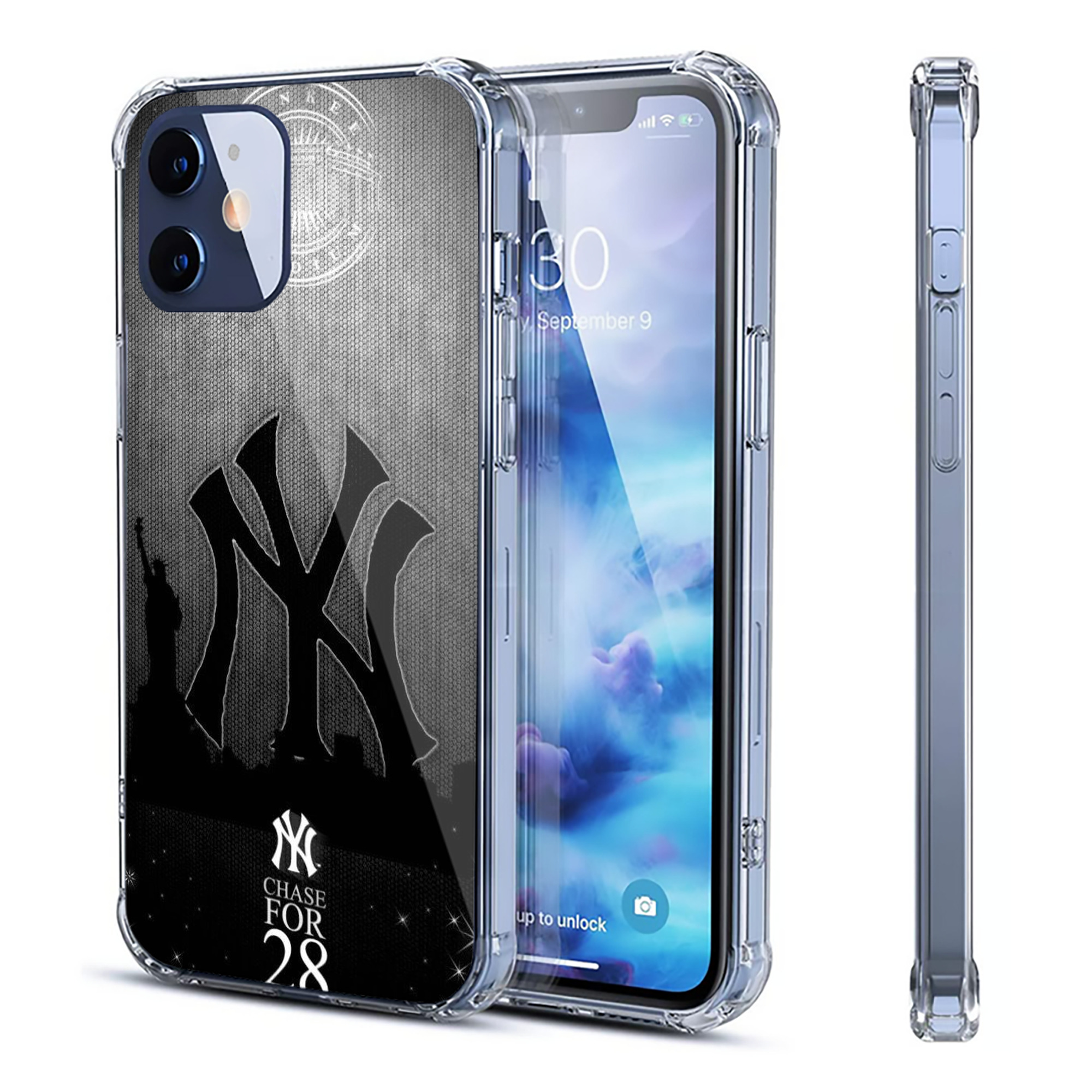 New York Yankees 313 Clear IPhone 12 Case – Soft TPU With UV Print – Enhanced Drop Protection, Precise Fit, Anti-Fingerprint, Customizable Design, Scratch-Resistant, Yellow-Resistant